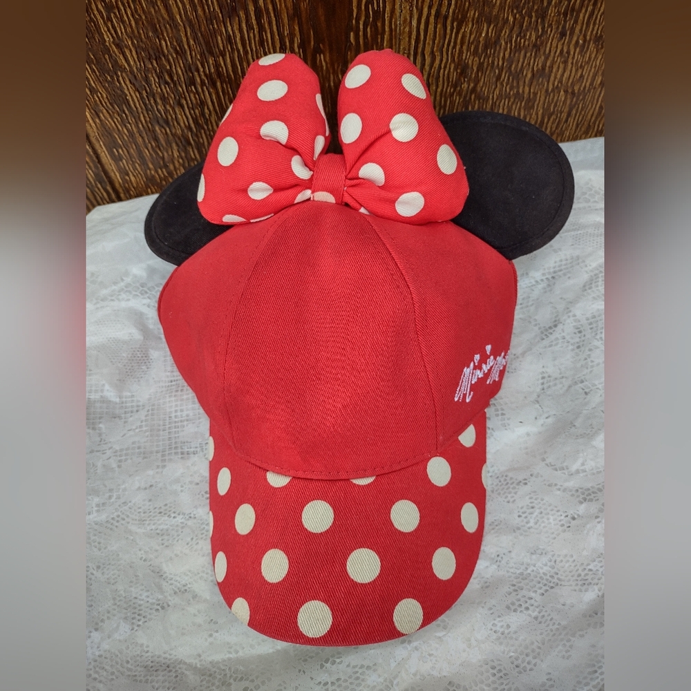 Disney Parks Minnie Mouse Ears Cap Hat Polka Dot Size Youth Baseball Disneyland